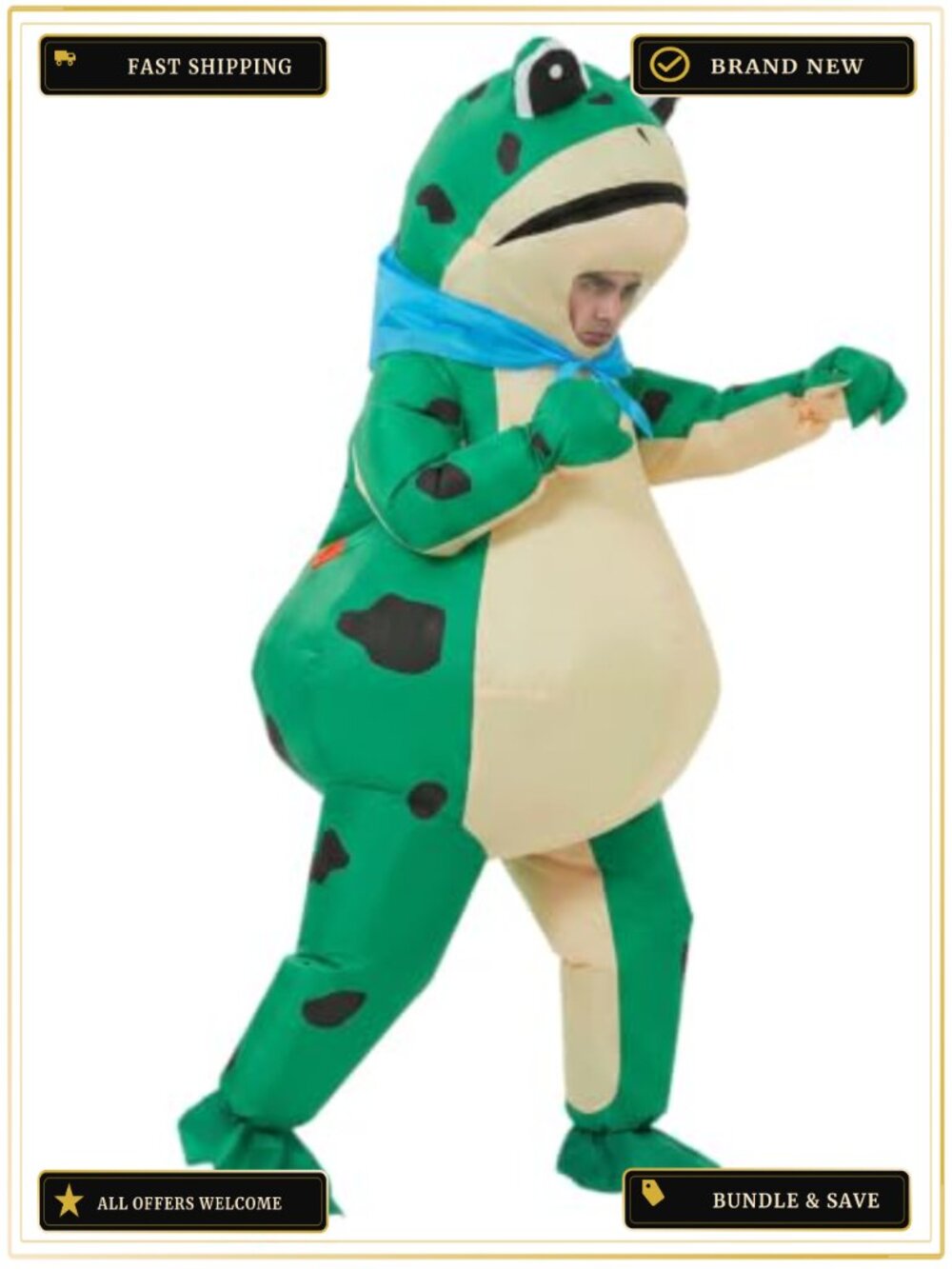 Adult Inflatable Frog Costume Blow Up Animal Jumpsuit Fancy Dress